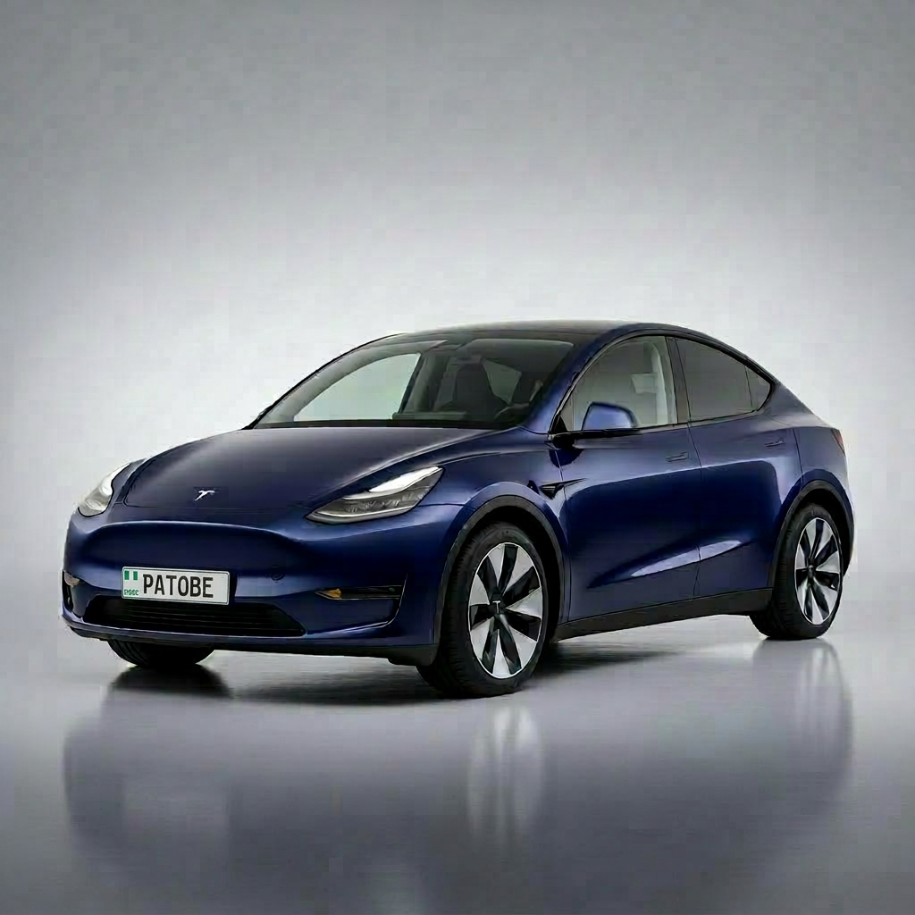 Tesla Model Y with EVOLUXE Nigerian plate